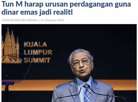 Tun Mahathir seru negara islam guna dinar emas
