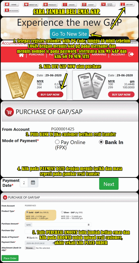 Cara Tambah Beli Emas Gap Online Untuk Customer